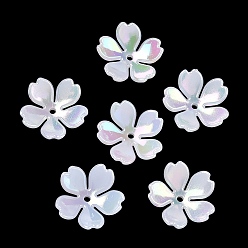 Белый Пластиковые крышки из бисера, 5-лепестков цветка, белые, 17.5x18x7 мм, отверстие : 1.6 мм
