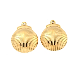 Настоящее золото 14K 304 подвески из нержавеющей стали, подвески в форме ракушек, реальный 14 k позолоченный, 15x12x4 мм, отверстие : 0.9 мм