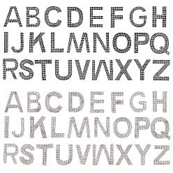 (52) Непрозрачная лаванда Блеск исправление стекла горный хрусталь, термоклей на спине, аксессуары для костюма, алфавит, разноцветные, 43~50x27~44x1 мм, 26 шт / комплект, 2 цветов, 1set / цвет, 2sets / коробка