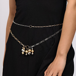 Платиновый & Золотой Сплав круглый бисер кисточка двухслойные цепочки на талию живот для женщин, платиной и золотом, 700 мм