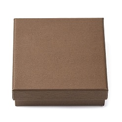 Верблюжий Квадратные картонные коробки ювелирные изделия, с губкой внутри, серьги, кольца, ожерелья и браслеты, подарочная упаковка, верблюжие, 9x9x3 см