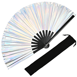 Разноцветный 1 складные веера из бамбука и ткани Оксфорд с блестками и пудрой, с 1поликарбонатными бархатными упаковочными пакетами, красочный, 650x345x31 мм