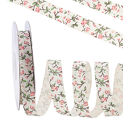 Ярко-Розовый 1 рулонные печатные хлопковые ленты, цветочным узором, ярко-розовый, 5/8 дюйм (15 мм), около 21.87 ярдов (20 м) / комплект