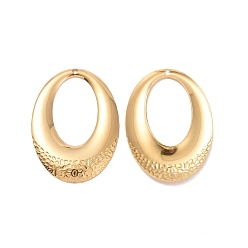 Golden 304 Stainless Steel Pendants, Textured Oval Charm, Golden, 40x28x1mm, Hole: 1.5mm