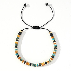 Смешанные камни Этнический стиль натуральные смешанные драгоценные камни столбчатые бусины плетеные браслеты из бисера для мужчин и женщин, с немагнитного гематита, внутренний диаметр: 11 дюйм (28 см)