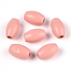 Легкий Лосось Окрашенные распылением деревянные бусины Schima, рис, светлый померанцевый, 9.5~10x6~6.5 мм, отверстие : 1.8~2 мм