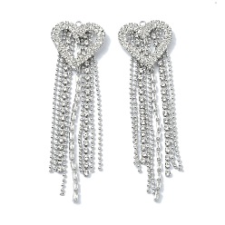 Платина Латунные подвески, из прозрачного стекла, кисточки с сердечками, большие подвески, платина, 77x22x4 мм, отверстие : 1.6 мм