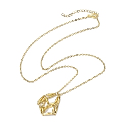 Золотой Ожерелья с подвеской в виде клетки с кристаллами, 304 из нержавеющей стали кабель цепи ожерелья, золотые, 19.57 дюйм (49.7 см)