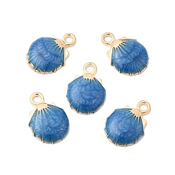 Синий Подвески из эмали и сплава, оболочка, золотой свет, синие, 19x13x4 мм, отверстие : 1.4 мм