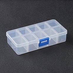 White Organizer Storage Plastic Box, Adjustable Dividers Boxes, Rectangle, White, 13.5x7x3cm, compartment: 3x2.5cm, 10 compartment/box