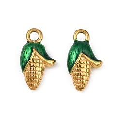 Corn 304 нержавеющей стальной эмали подвески, ионное покрытие (ip), реальный 18 k позолоченный, кукуруза, 15.5x8.5x4 мм, отверстие : 2 мм