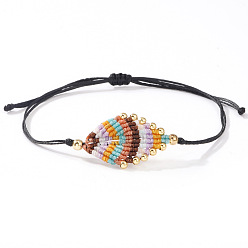 (52) Непрозрачная лаванда Плетеные браслеты из синтетических волокон и полиэстеровых нитей для женщин в этническом и богемном стиле, лист, разноцветные, внутренний диаметр: 11 дюйм (28 см)