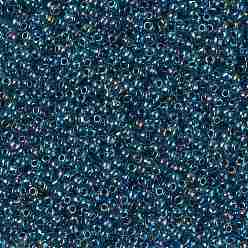 (540) Inside Color AB Crystal/Green Blue Lined TOHO Round Seed Beads, Japanese Seed Beads, (540) Inside Color AB Crystal/Green Blue Lined, 11/0, 2.2mm, Hole: 0.8mm, about 5555pcs/50g