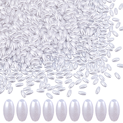 Белый 1400пластиковые бусины из искусственного жемчуга, овальные, белые, 8x4 мм, отверстие : 1.6 мм
