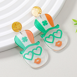 Красный Рождественские акриловые серьги-гвоздики в форме человека, красные