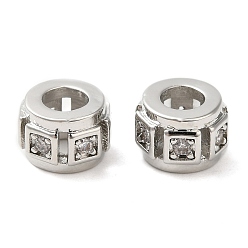 Платина Стойки обшивки латунь кубического циркония бусы, долговечный, без кадмия и без свинца, Полая колонна, платина, 8.5x6 мм, отверстие : 4 мм