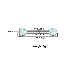 Круглые 316l хирургические штанги для сосков из нержавеющей стали, цвет нержавеющей стали, круглые, 14 мм, штифты : 1.6 мм, Руководитель: 5 mm