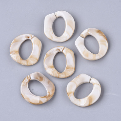 Желтая Старая Ткань  Акриловые связей кольца, разъемы для быстрой связи, для изготовления бордюрных цепей, Стиль имитация драгоценных камней, твист, старое кружево, 30x30.5x4.5 мм, Внутренний диаметр: 20x12.5 мм, о 230 шт / 500 г