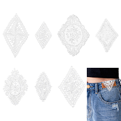 Белый 21шт. 7 стили хлопковые ажурные вышитые нашивки из ткани, аксессуары для одежды, белые, 50~94x79~123x1~2 мм, 3 шт / стиль