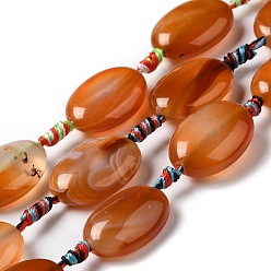 Шоколадный Природный агат бисер нитей, окрашенная и подогревом, Плоско-овальные, цвет шоколада, 23.5~25x16.5~18.5x9~10 мм, отверстие : 2 мм, около 13 шт / нитка, 16 дюйм