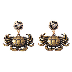 Crab Punk Halloween Zinc Alloy Enemal Stud Dangle Earrings for Women, Crab, 40x40mm