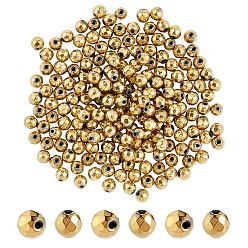 Real 24K Gold Plated 200Pcs Electroplated Synthetic Non-magnetic Hematite Beads, Faceted, Round, Real 24K Gold Plated, 4mm, Hole: 1mm