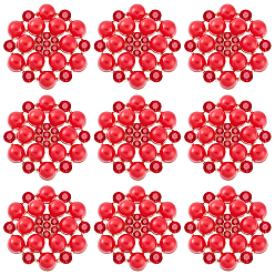 Красный 20 Кабошоны из сплава со стразами, с пластиковой имитацией раскатов, цветок, золотые, красные, 27.5x28x9 мм