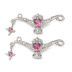 Платина Латунные микро проложить кубического циркония подвески, Волшебная лампа, стойки покрытие, долговечный, платина, 12x31x6 мм, отверстия : 1.2 mm и 1.6 мм