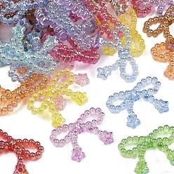 (52) Непрозрачная лаванда Непрозрачные акриловые бусины с УФ-покрытием, радужный, бантом со звездой, разноцветные, 23x33x5 мм, отверстие : 2.5 мм