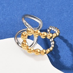 Круглые 304 двухцветные манжетные кольца из нержавеющей стали, ионное покрытие (ip), золотые и нержавеющая сталь цвет, круглые, 14 мм, внутренний диаметр: регулируемый