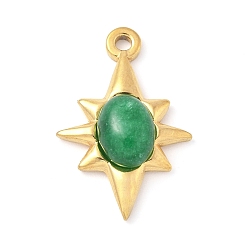Синтетический Камень Подвески из окрашенных синтетических драгоценных камней, 304 подвески-звездочки из нержавеющей стали с драгоценными камнями, золотые, цвета морской волны, 22x15x5 мм, отверстие : 1.6 мм