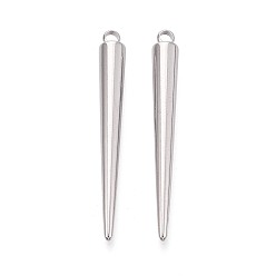 Нержавеющая Сталь Цвет 304 подвески из нержавеющей стали, подвески в виде конусов с шипами, цвет нержавеющей стали, 48.5x6 мм, отверстие : 2.5 мм