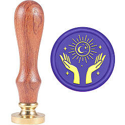 Солнце Набор сургучной печати, печать сургучом твердой латунной головки, деревянная ручка ретро латунный штамп комплект съемный, для конвертов приглашений, подарочная карта, сердце, 83x22 мм