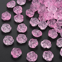 Pearl Pink Transparent Baking Paint Glass Beads, Rose, Pearl Pink, 12.5x14x9mm, Hole: 1.2mm