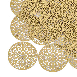 (932FM) Темно-синий аква-матовый с подкладкой 430 соединительные звенья нержавеющие, окрашеные, гравированные металлические украшения, плоско-круглые, темно-золотистые, 30x0.3 мм, отверстие : 1.6 мм