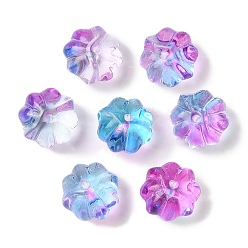 Фиолетовый Прозрачная аэрозольная краска стеклянные шарики, цветок, фиолетовые, 11.5x8.5 мм, отверстие : 1.2 мм