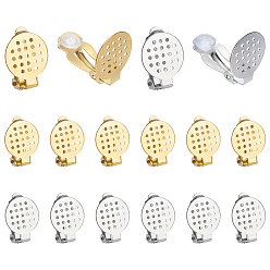 Золотой & Цвет Нержавеющей Стали 24 шт. 2 цвета 304 клипсы из нержавеющей стали, с круглой плоской подушкой и резиной, плоско-круглые, золотые и нержавеющая сталь цвет, 22x15x8 мм, 12 шт / цвет