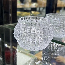 Прозрачный Прозрачный стеклянный подсвечник, рондель, прозрачные, 7x5 см