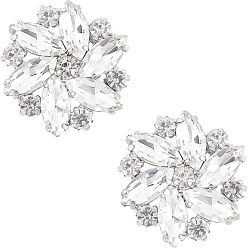 Платина Клипсы для обуви из сплава со стразами, пряжки для обуви своими руками, платина, 32x32x9 мм, 2 шт / коробка