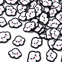 Черный Ручной полимерной глины украшения искусства ногтя, Модные уходу за ногтями, без отверстия , облако, чёрные, 3~5x5~7x0.5~1.5 мм