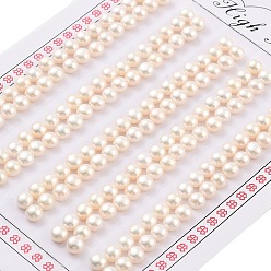 Белый Сорт 6бусины из натурального культивированного пресноводного жемчуга, половине просверлил, полукруглые бусины, белые, 4.5~5x3.5 мм, отверстие : 1 мм