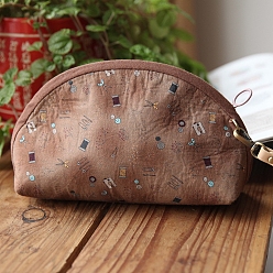 Сиена Набор для вышивки косметички в форме луны с цветочным узором своими руками, включая иглы для вышивания и нитки, хлопчатобумажная льняная ткань, цвет охры, 17x12x8 см