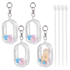 Прозрачный Прямоугольные прозрачные пластиковые пакеты ПВХ с застежкой-молнией для хранения, в комплекте: 1 силиконовая кабельная стяжка и 20 помпоны, прозрачные, 18.2 см, мешок: 10.7x6.65x4.05 см