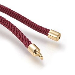 Dark Red Nylon Twisted Cord Bracelet Making, Slider Bracelet Making, with Eco-Friendly Brass Findings, Round, Golden, Dark Red, 8.66~9.06 inch(22~23cm), Hole: 2.8mm, Single Chain Length: about 4.33~4.53 inch(11~11.5cm)