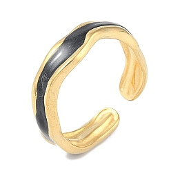 Настоящее золото 18K Ионное покрытие (ip) 304 эмалированные кольца на манжетах из нержавеющей стали, открытые кольца для женщин, реальный 18 k позолоченный, регулируемый, 6 мм