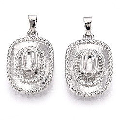 Платина Латунные подвески, без кадмия и без свинца, кепка прелести, платина, 21x13.5x5 мм, отверстие : 5x2.5 мм, лоток : 9x5.5 мм