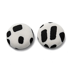 Gemischte Farbe Cabochons aus Baumwollstoff, mit Aluminium, Halbrund, black & white, Gemischte Farbe, 19.5x5.5 mm