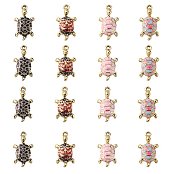 (52) Непрозрачная лаванда 20 шт 4 цвета сплава эмалевые подвески, золотой свет, правда, разноцветные, 24.5x14x4 мм, отверстие : 1.4 мм, 5 шт / цвет