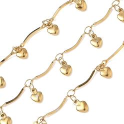 Золотой 304 цепи из нержавеющей стали панель ссылок, с сердцем прелести, пайки, с катушкой, ионное покрытие (ip), золотые, Кулон : 7.5x5.5x2.5 мм, ссылка: 15.5x1.5x2.5 mm