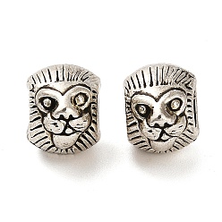 Античное Серебро Европейские сплавочные бусины тибетского стиля , бусины с большим отверстием, без кадмия и без свинца, лев, античное серебро, 13x7x10.5 мм, отверстие : 5 мм, Около 321 шт / 1000 г